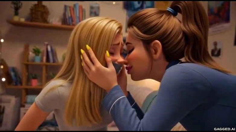 Gagged AI Cartoons: Experiencia de compañera de cuarto lesbiana