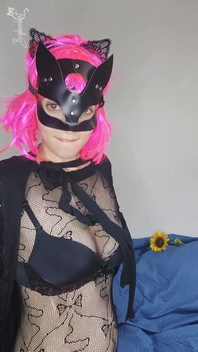 Uncover My Pleasure with My Kitty Mask and Natural Tits