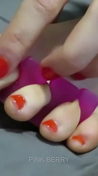 Red Toe Nail Polish Application