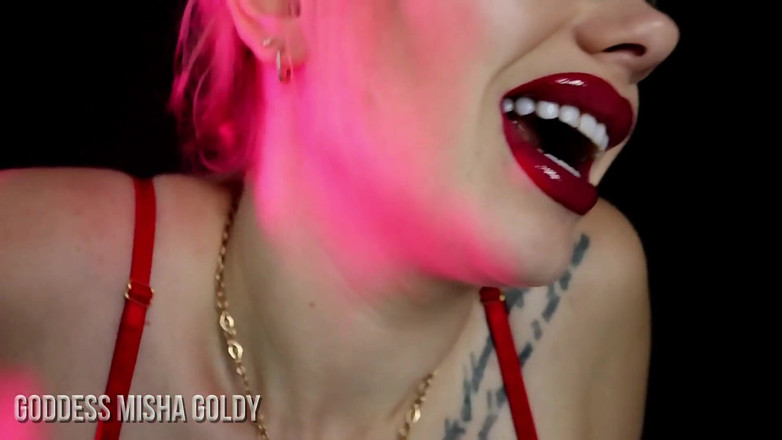 Goddess Misha Goldy: Lippenverslaving training! Word helemaal hersenspoeld! Goon &amp; aftrekken 1