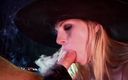 Velvet Ecstasy: Witch smoke: blowjob &amp;amp; facial smoking fetish