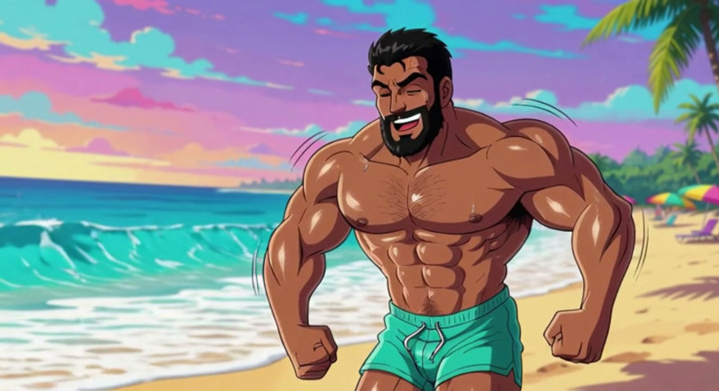 Erotic Man: Handsome Beach Men Animation