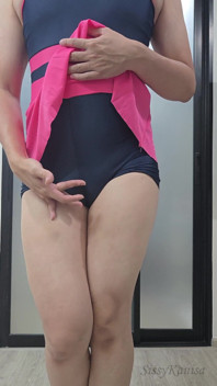 Sissy Kanisa Crossdresser Pink Granatowy kostium kąpielowy dopasowanie