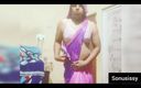 Sonu sissy: Sexy indický Femboy Sonusissy Navel v Sárí