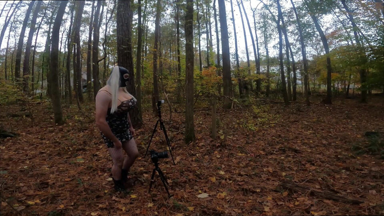 Jon Screcrow: Giant Fake Tits Crossdresser Walk in the Woods Behind the...
