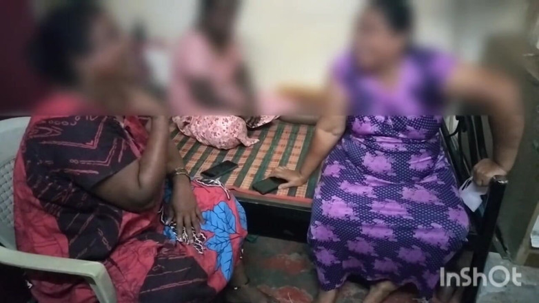 Tamil lesbian: Three Aunty Hot Discussion