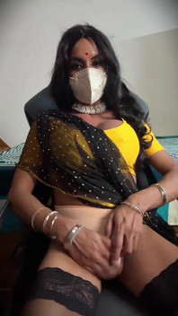 Crossdresser Jerking off in Saree