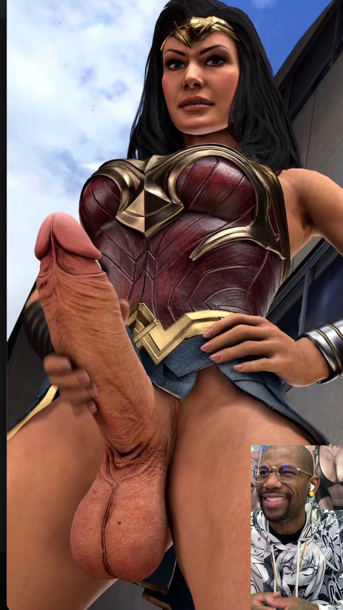 L6RD7BLU3 FUTA: Mulher maravilha masturbando casualmente seu lindo pau transgênero