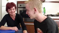 Redhead granny loves to get sprayed on the face