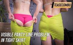 Teasecombo 4K: Viditelné kalhotky Line Problém v těsné sukni