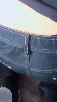 Tranny Jeans Walk, Blowjob & Cum on Ass