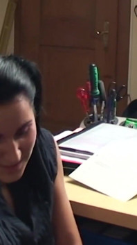 Young Student Chiara Gets the Sperm From the Director