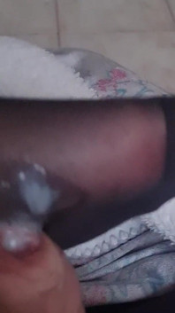 Footjob with Nylon Socks on the Sofa'