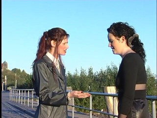 Lucky Cooch: Redhead and brunette babes at the outdoors interview