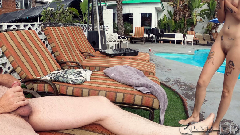 GLASSDP: Skinny Slut's Pussy Fucked in a Swimming Pool