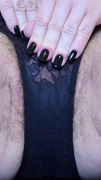 MILF Playing in Panties & Stuffing Them Inside Fat Hairy Pussy