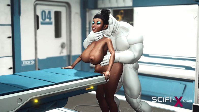SciFi-X: A sexy young busty ebony has hard anal sex with...