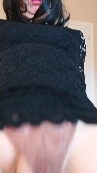Hot Sissy Cums in Cute Dress & Red Lips