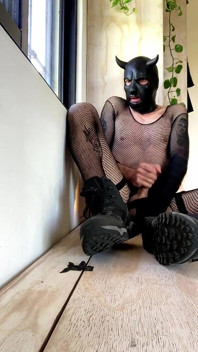 Dom Devil Demon Femboy in Latex and Stockings Loads Wit Big Dick