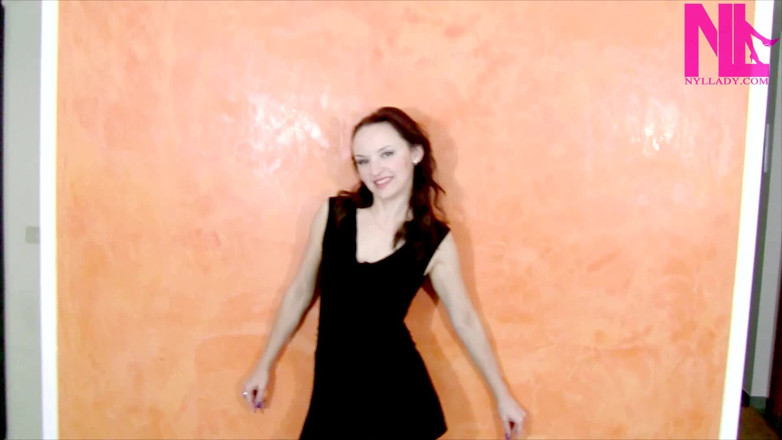 Nyllady: Modeling and Stretching My Bare Legs in Black Patent High...
