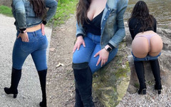 Belle-Aelnia: Mengusik pantat saya dan pepek saya yang dicukur di pameran...