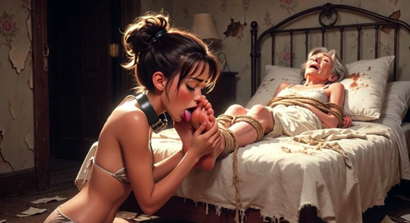 YOUR BEST FANTASY: Old Woman Bondage - Young Beauty Devoted to Her Feet