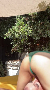 Big Dick Tgirl Fucks Lesbian Outdoors and Cums on Her Shaved Head
