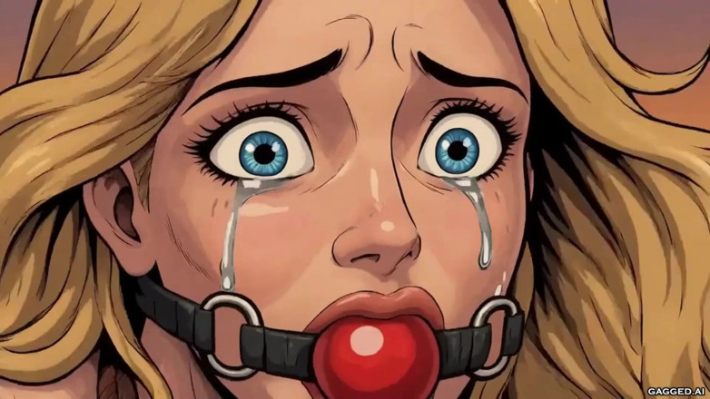 Gagged AI Cartoons: Bound Blonde Cargo