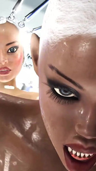 La super sexy ragazza androide del cazzo scopa un'arrapante ebano su un'astronave