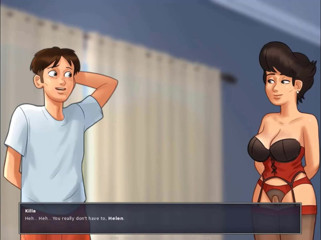 Cartoon Play: Summertime Saga part 202 - kongkek MILF potong rambut dalam korset merah