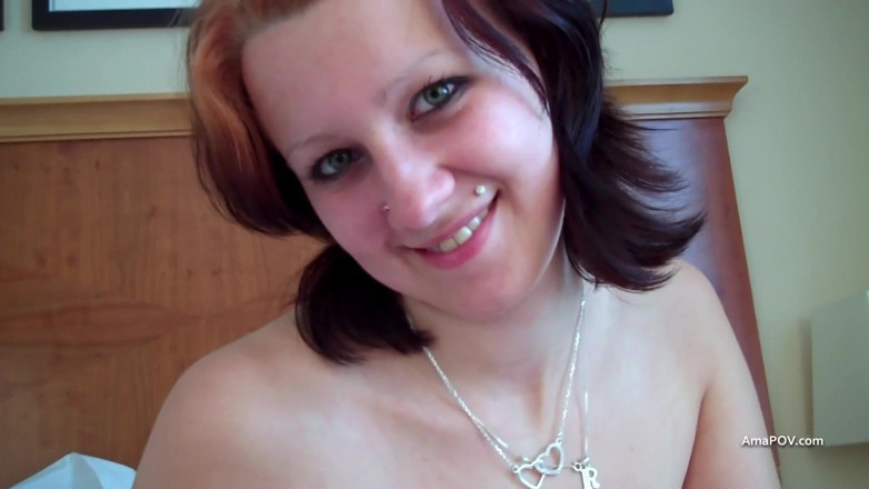 AmaPOV: Rubbing shaved teen pussy while she strokes me