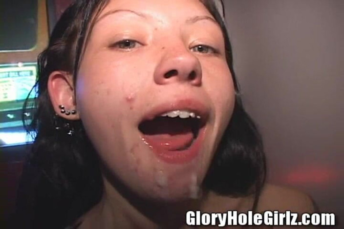 Glory Hole Girlz: Cute Acne Grease Bitch Sucking Out Sperm Black Cocks Too...