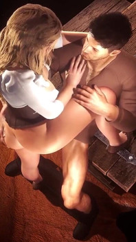 Blonďatá hospoda servírka osevuje ptáka | 3D porno