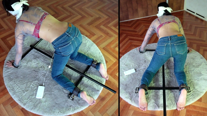 ushirosugatanomiki: A Woman Is Restrained on All Fours and Left at...