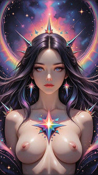 Shadow Monster Of The Void Storm med Rainbow Prism spikar Cosmic Fantasy Ai Art Bildspel
