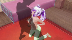 H3DC: 3D Hentai namorada em pijama verde esfrega pau dos peitos