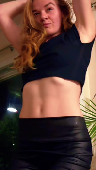 Just Dancing - Natural Body Fit Girl Petite PAWG Dirty Blonde Thick Thighs Crop Top Tight Pants