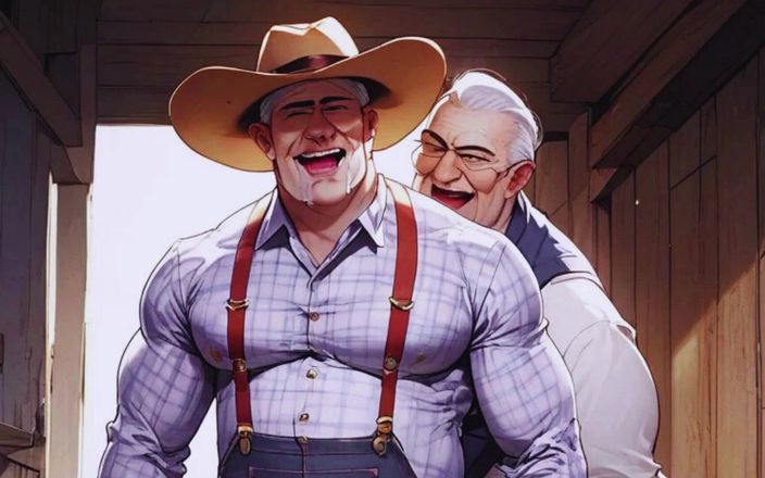 Real narrated fantasy: Anime hentai de jóvenes musculosos y viejos agricultores en orgía...
