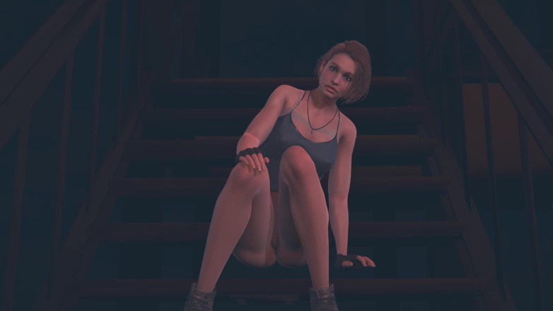 Waifu club 3D: Jill Valentine在楼梯上自慰