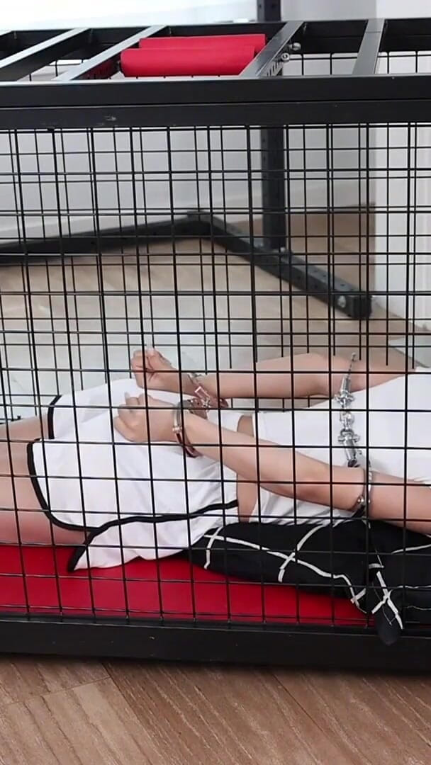 Asian bondage: Barefoot Girl in a Cage