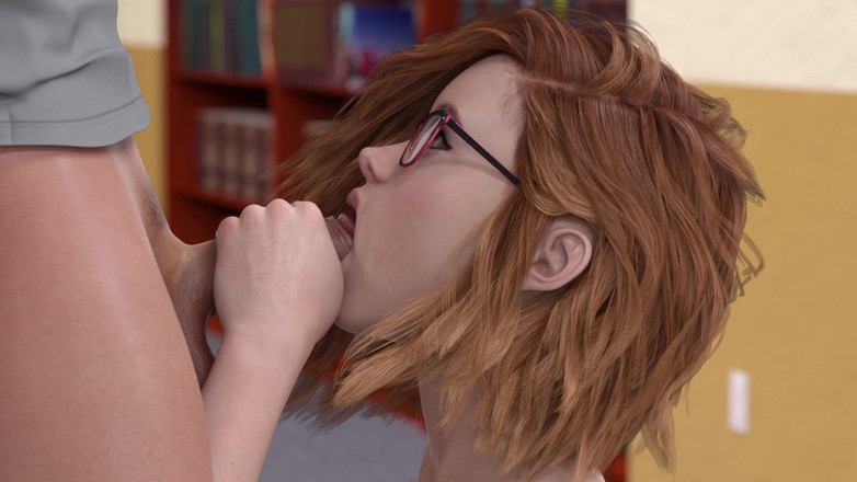 3D Cartoon Porn: College Kings 158 - Riley taille une pipe secrète à Alex à la bibliothèque