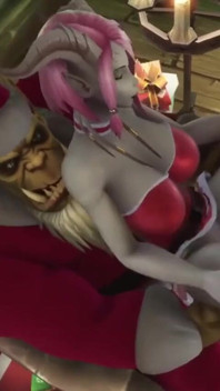 Fată demon sexy călărește orc pula lui Moș Crăciun: Parodia Warcraft