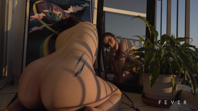 Fever Films: Pierced brunette rubs her wet pussy