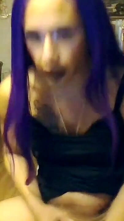 Purple Haired Tgirl Bust a Nut for Newyears (TS Jade)