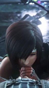 Yuffie scopa un soldato al contrario (animazione remake di final Fantasy 7)