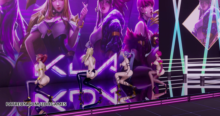 3D-Hentai Games: Black Pink - Как тебе нравится этот стриптиз, Ахри, Акали, Эвелин, Кайса, 3D эротический танец