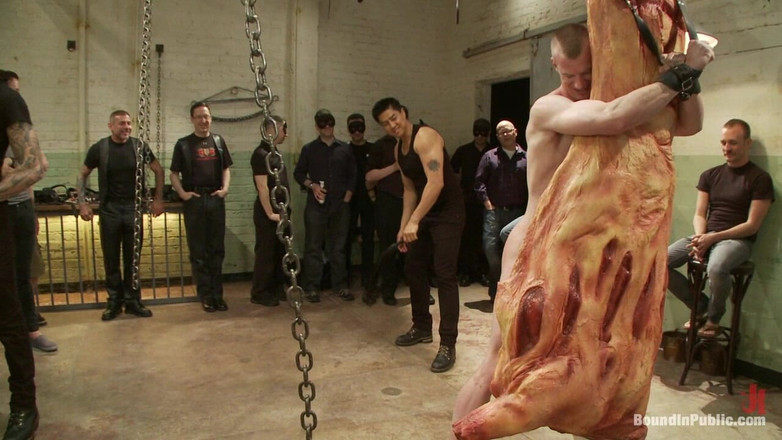 Bound in public: Big Stud Gets His Ass Pulverized in the Slaughterhouse