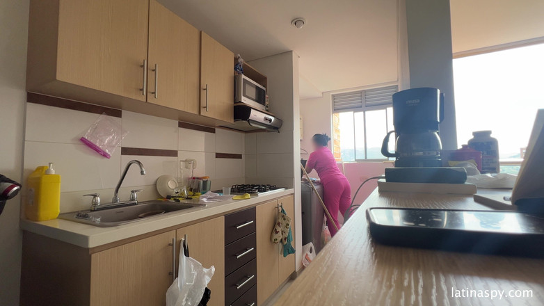 Latinaspy: Pembantu rumah dengan pantat besar membersihkan apt kemudian menyentak bosnya...