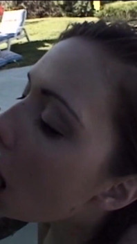 Young Slut Enjoys a Deep Blowjob Poolside