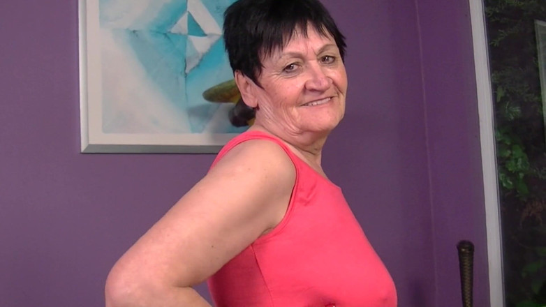 Solo Sex: Granny is touching her greedy pussy